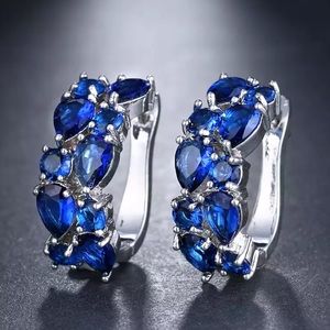 New Women’s 925 Silver Beautiful Sapphire Earrings